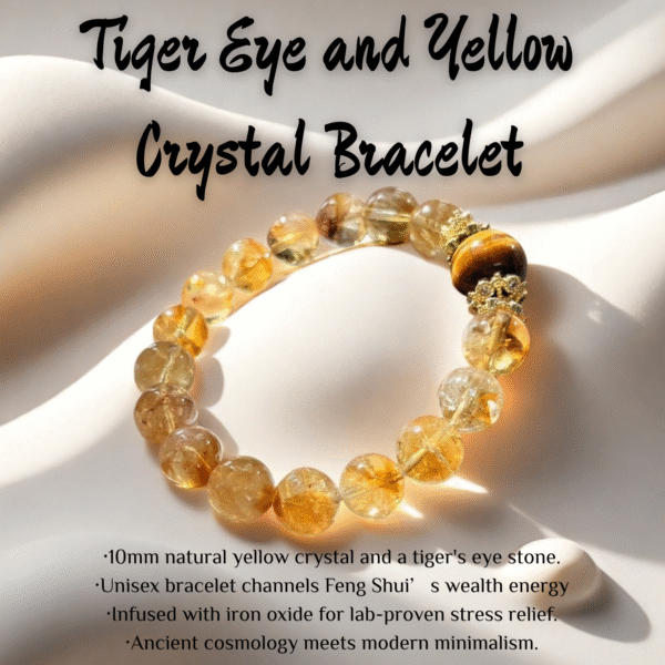 Earth & Fire Citrine Tiger's Eye Bracelet | Wealth & Protection Energy | 10mm Double Power Stone | Unisex Jewelry for Entrepreneurs & Spiritual Warriors